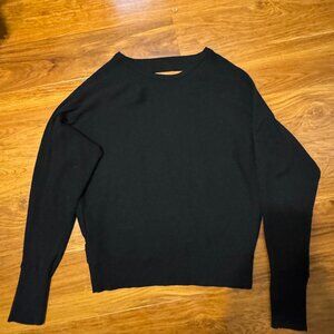 EXPRESS Womens Long Sleeve Scoop Neck Ribbed Sweater Black Open Back Small